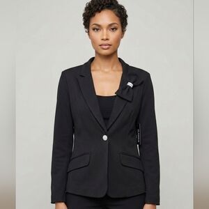Glamour Elegant Black Blazer with Bow Accent